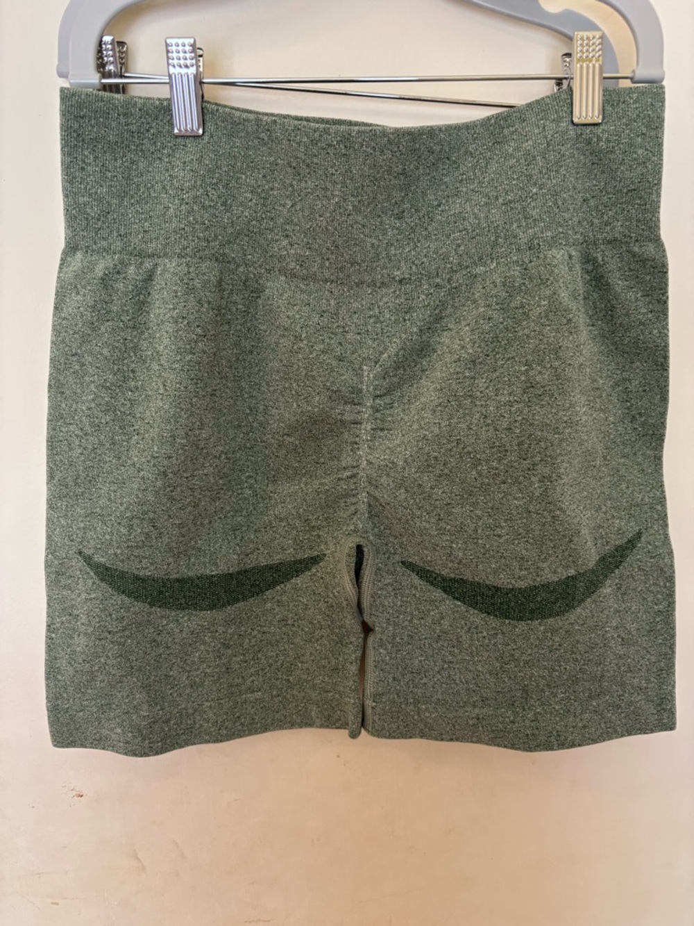 High-Rise Olive Green Bike Shorts with Contour Accents